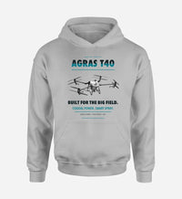 Thumbnail for DJI Agras T40 design on light gray hoodie single side