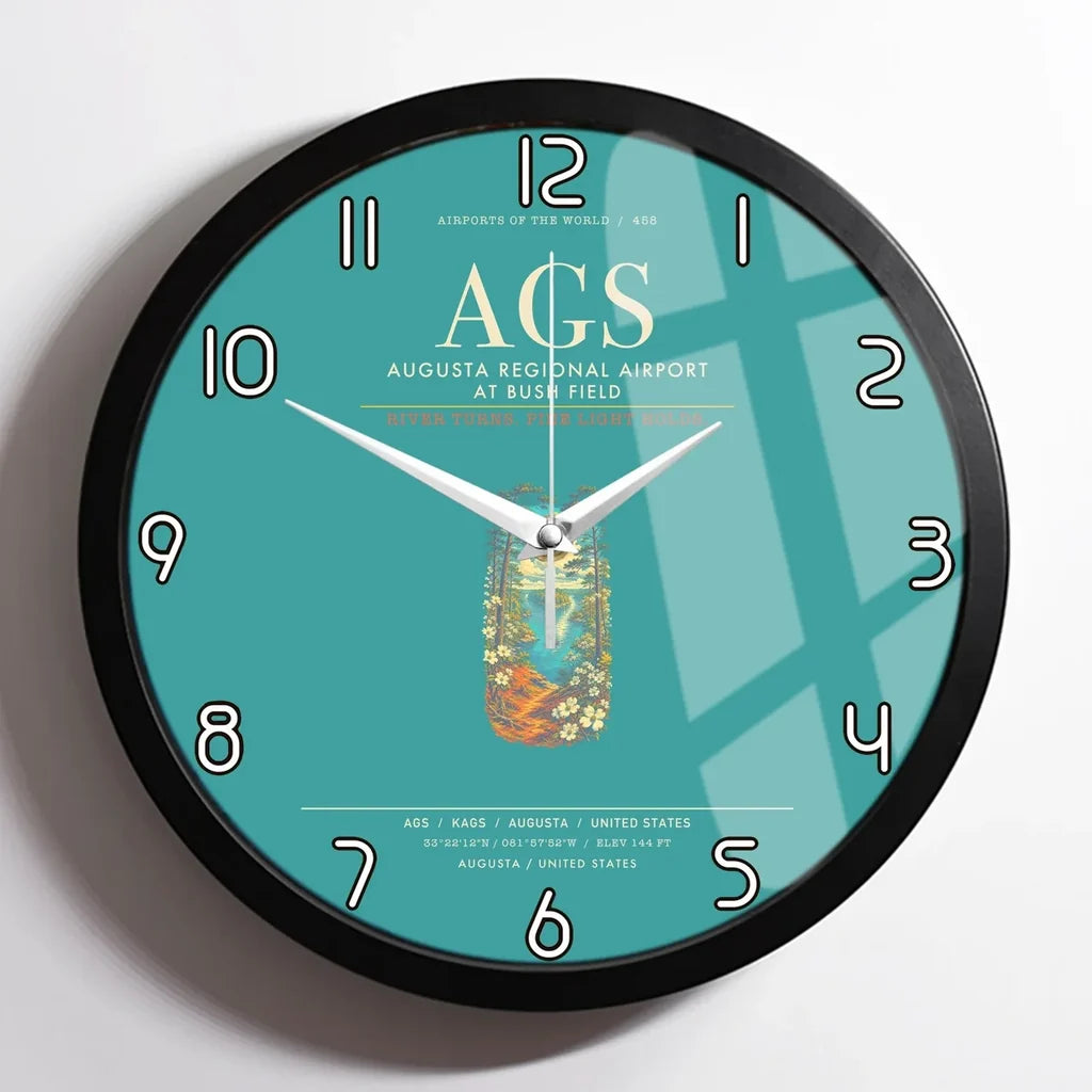 Augusta Regional Airport at Bush Field AGS Wall-Clock Framed - Turquoise