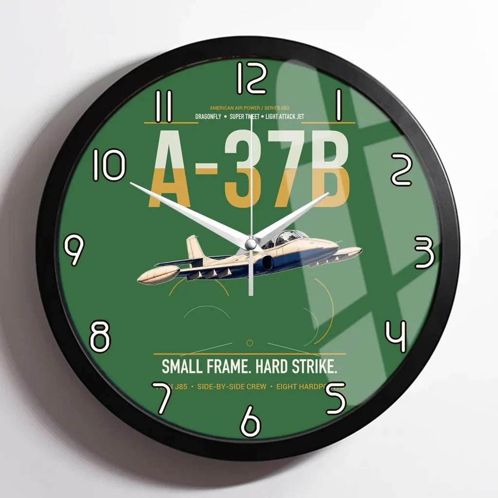 A-37B Dragonfly design on green framed wall clock