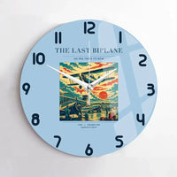 Thumbnail for VINTAGE G4054 - The Last Biplane - Designed Wall Clocks design on lightblue no-frame