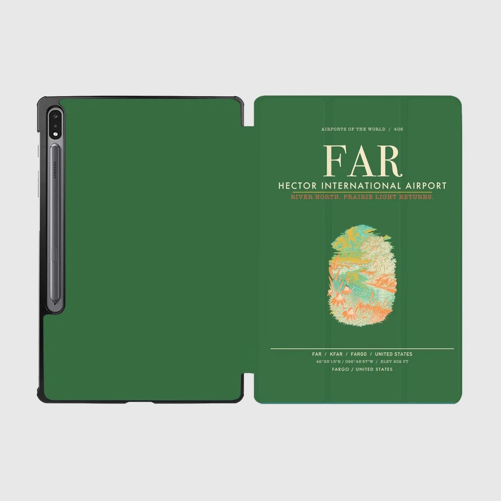 Hector International Airport (FAR) design on green samsung tablet tablet case