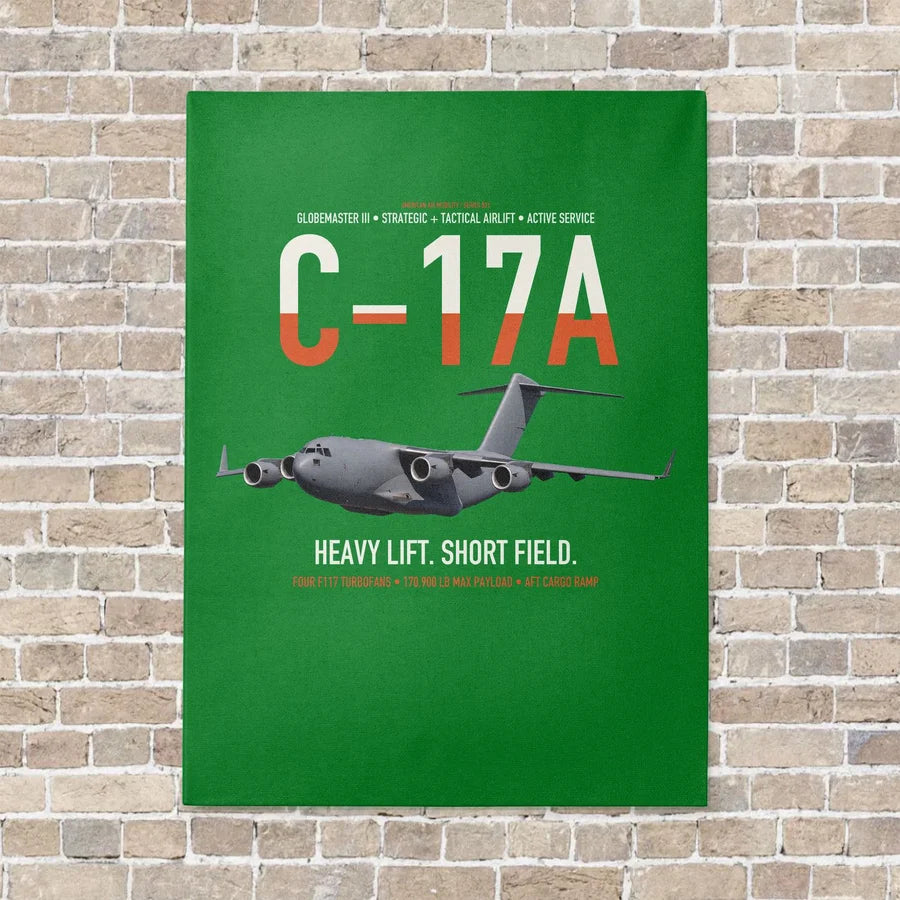 C-17A Globemaster III vertical canvas print - no frame - green background