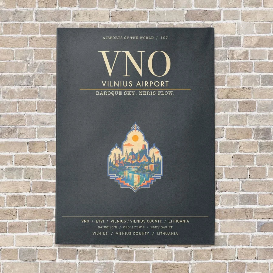 Vilnius Airport VNO - Canvas Framed - Gray
