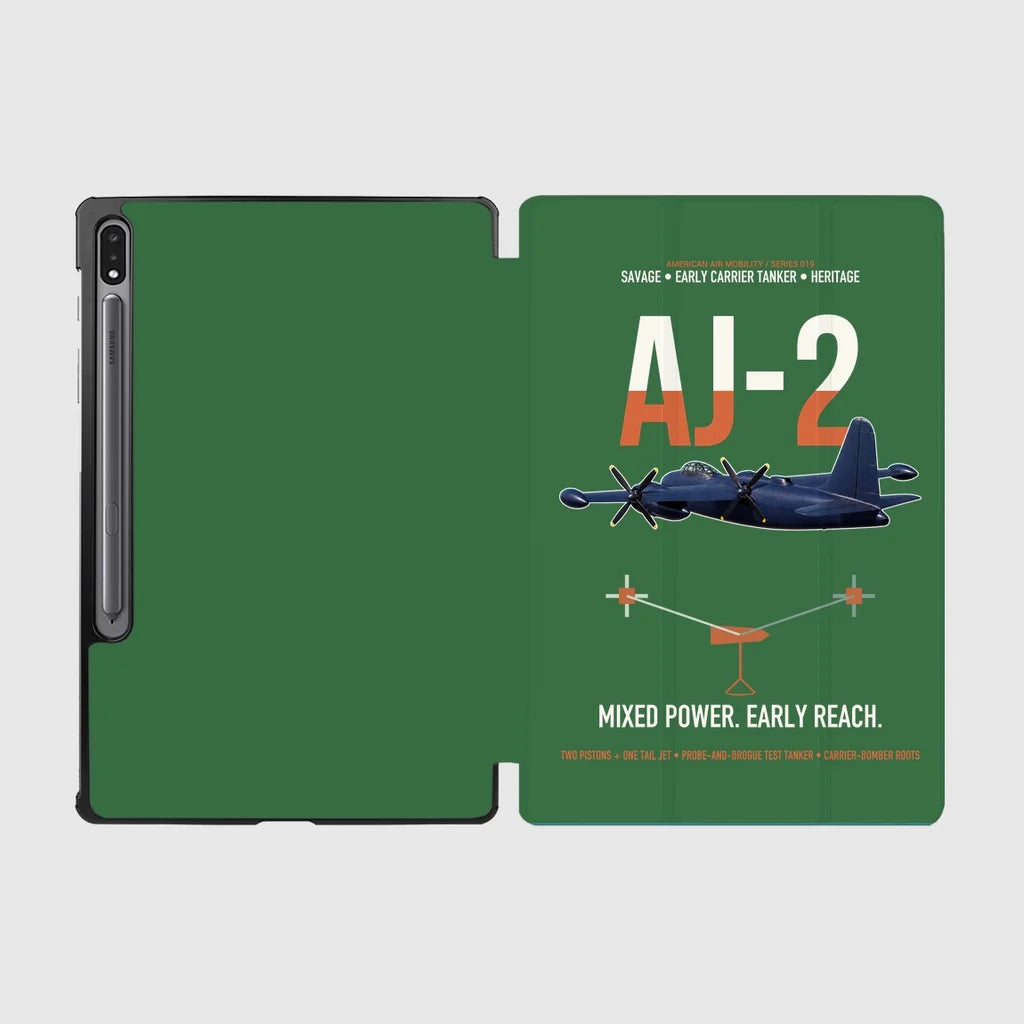 AJ-2 Savage Tanker design on green samsung tablet tablet case
