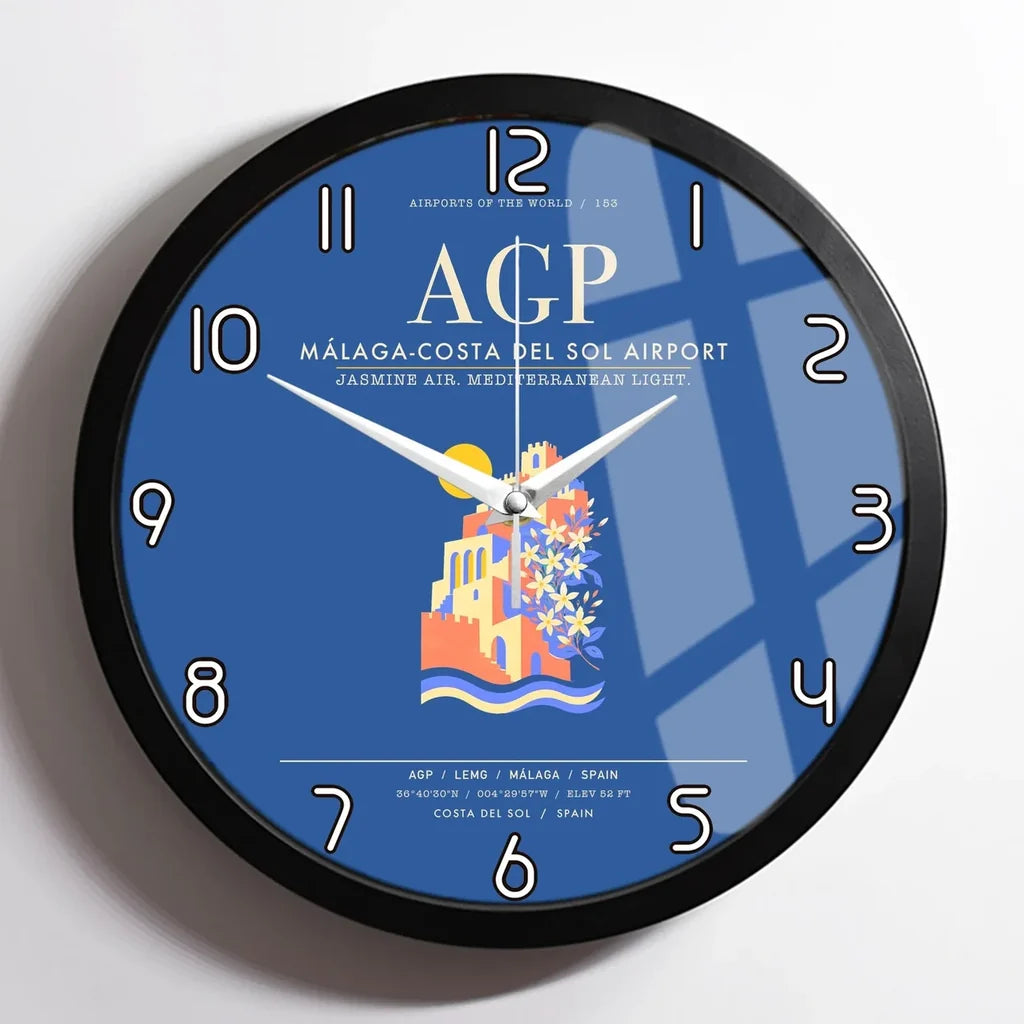 Malaga-Costa del Sol Airport AGP Wall-Clock Framed - Blue