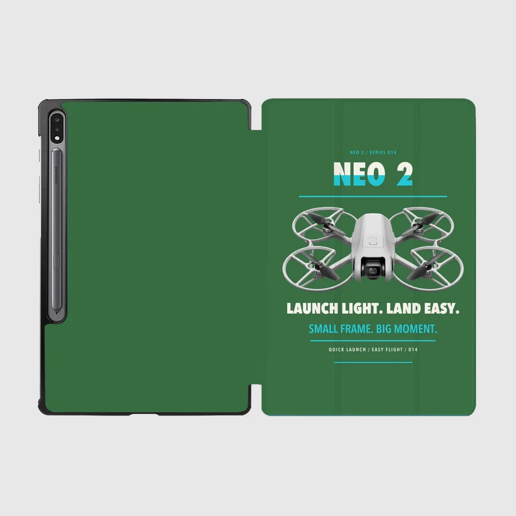 DJI Neo 2 design on green samsung tablet tablet case