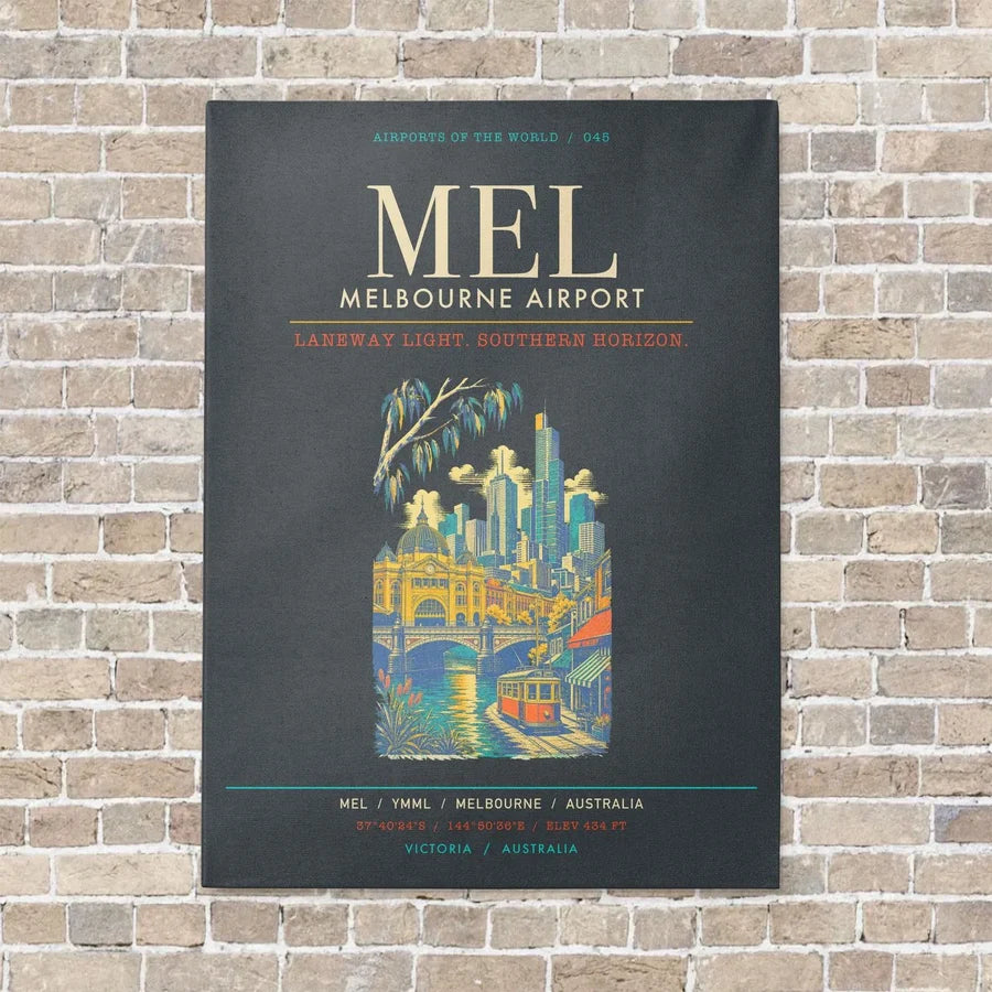 Melbourne Airport MEL - Canvas Framed - Gray