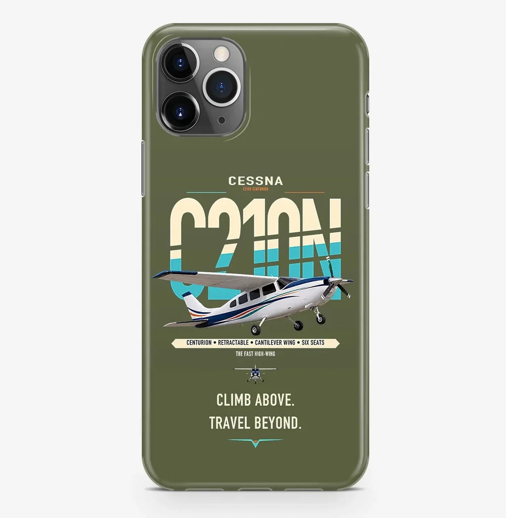 Cessna T210N Centurion design on green army magsafe iphone case, for iPhone Pro Max