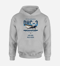Thumbnail for DHC-3 Otter design on light gray double-side hoodie, single-side print