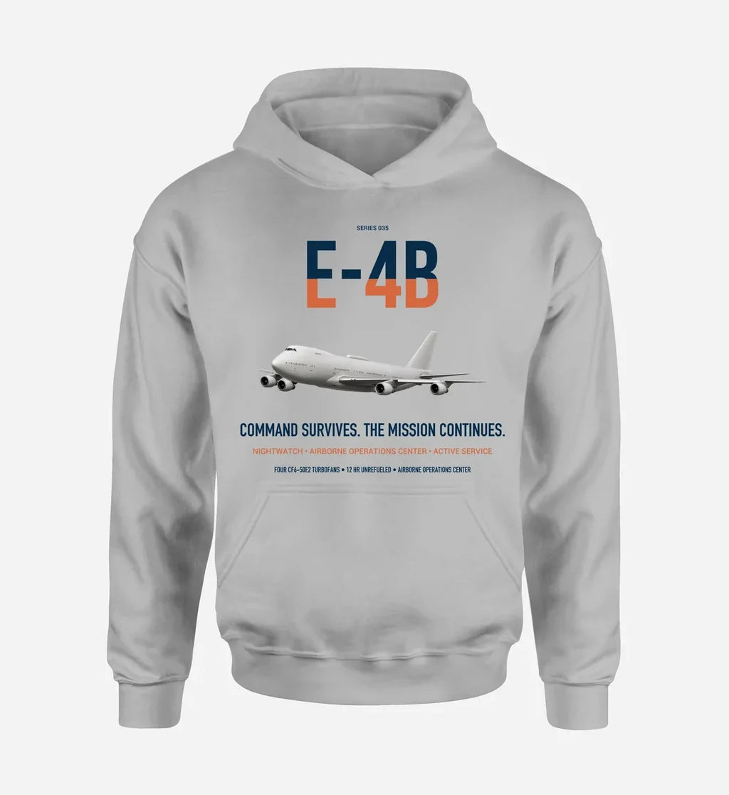 E-4B Nightwatch design on light gray double-side hoodie, single-side print