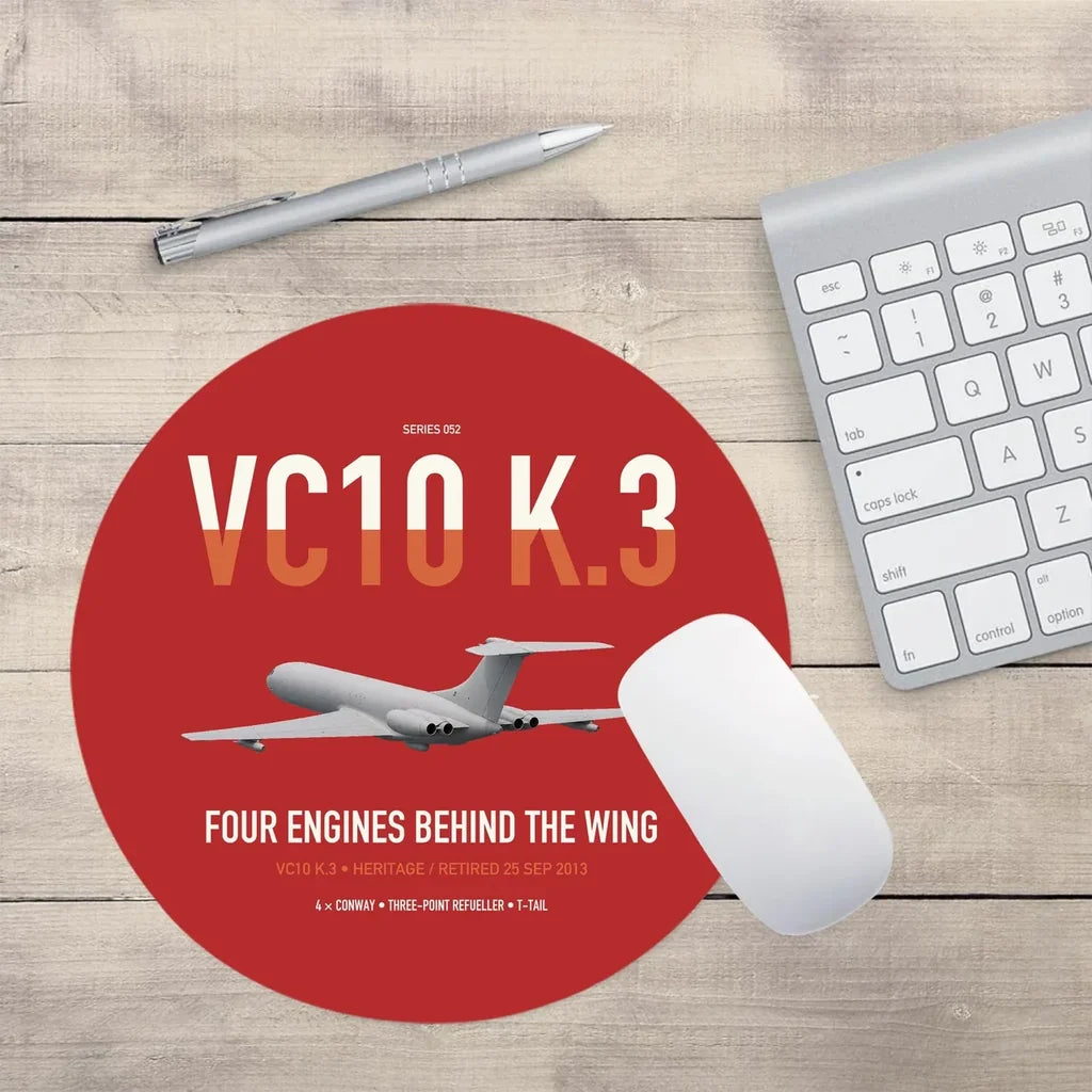 Vickers VC10 K.3 design on red round mouse pad