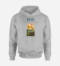 Thumbnail for George Best Belfast City Airport (BHD) design on light gray hoodie single-side print