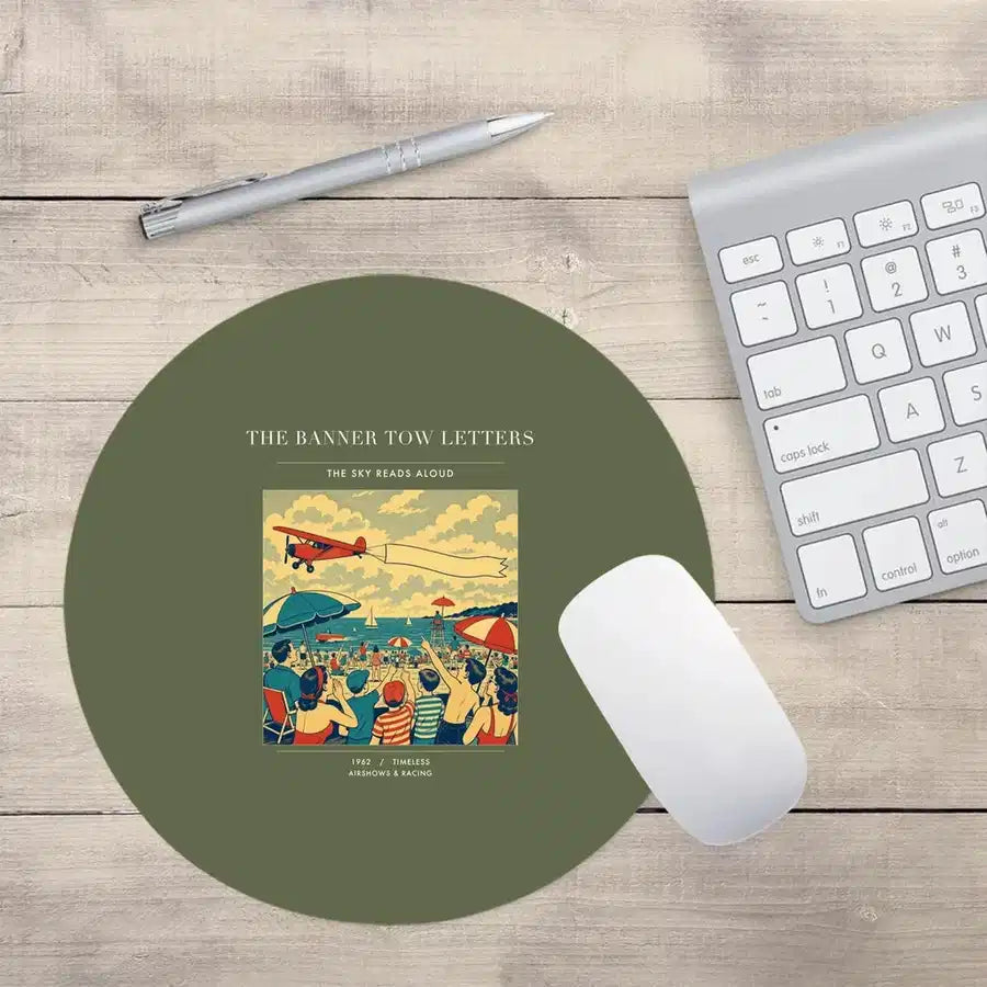 VINTAGE G4472 - The Banner Tow Letters - Designed Mouse Pads design on greenarmy round