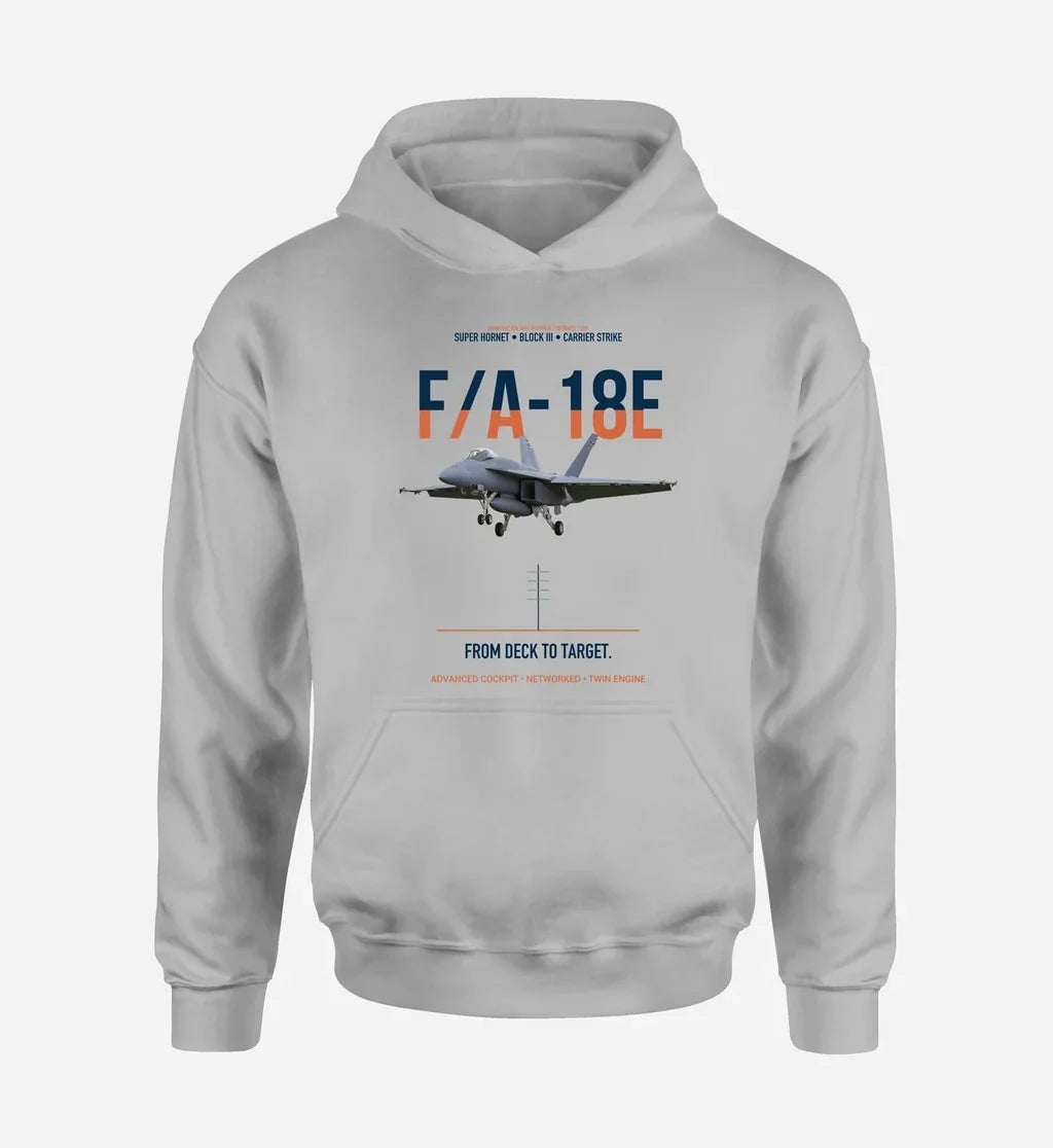 F-A-18E SUPER HORNET design on light gray hoodie single side