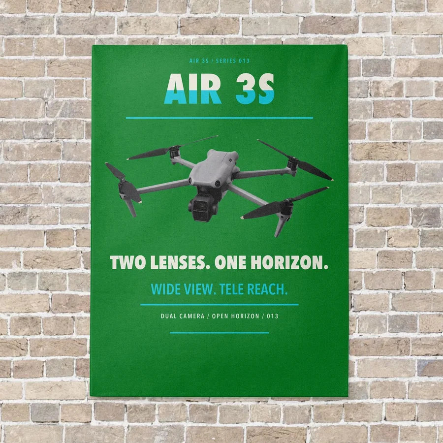 DJI Air 3S vertical canvas print - no frame - green background