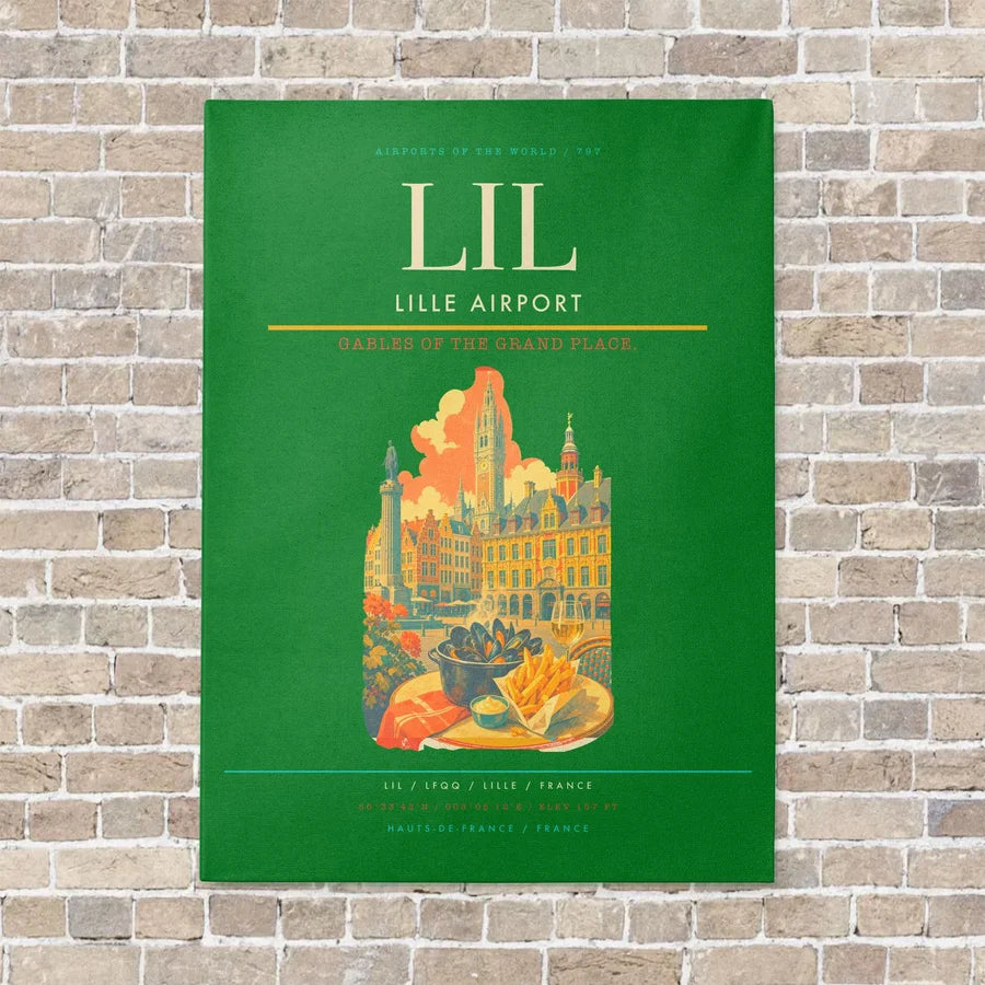 Lille Airport LIL vertical canvas print - no frame - green background