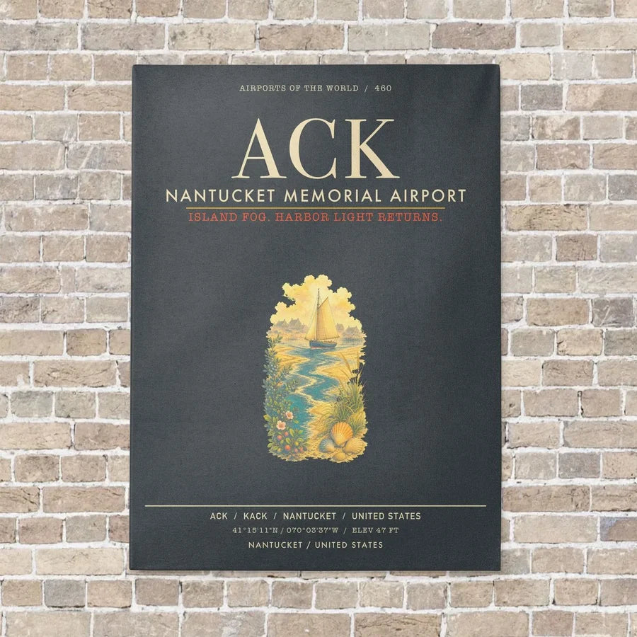 Nantucket Memorial Airport ACK - Canvas Framed - Gray