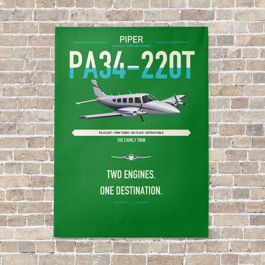 Piper PA-34-220T Seneca V vertical canvas print - no frame - green background