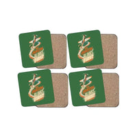 Thumbnail for The Horizon Blinks First design on green 4 pieces set coaster