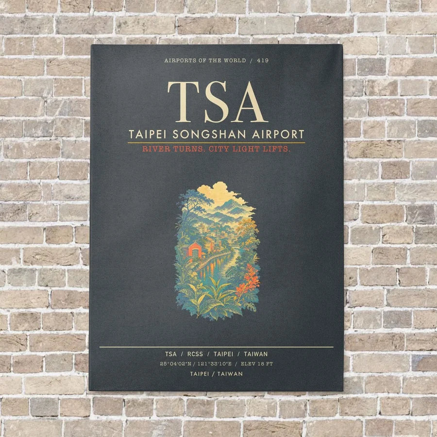 Taipei Songshan Airport TSA - Canvas Framed - Gray