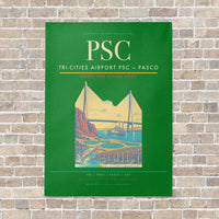 Thumbnail for Tri-Cities Airport PSC — Pasco vertical canvas print - no frame - green background
