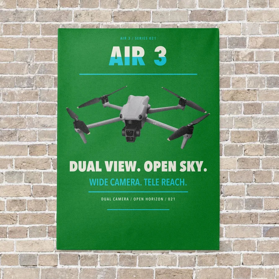 DJI Air 3 vertical canvas print - no frame - green background
