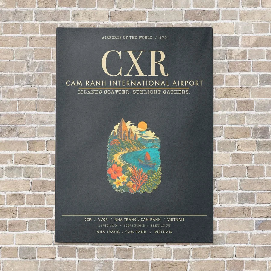 Cam Ranh International Airport Nha Trang CXR - Canvas Framed - Gray