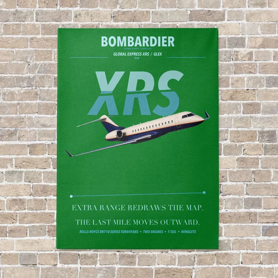Bombardier Global Express XRS vertical canvas print - no frame - green background