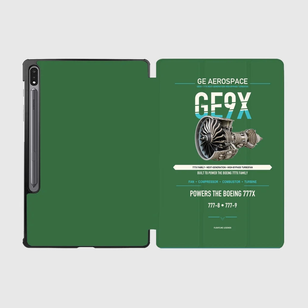 GE9X design on green samsung tablet tablet case