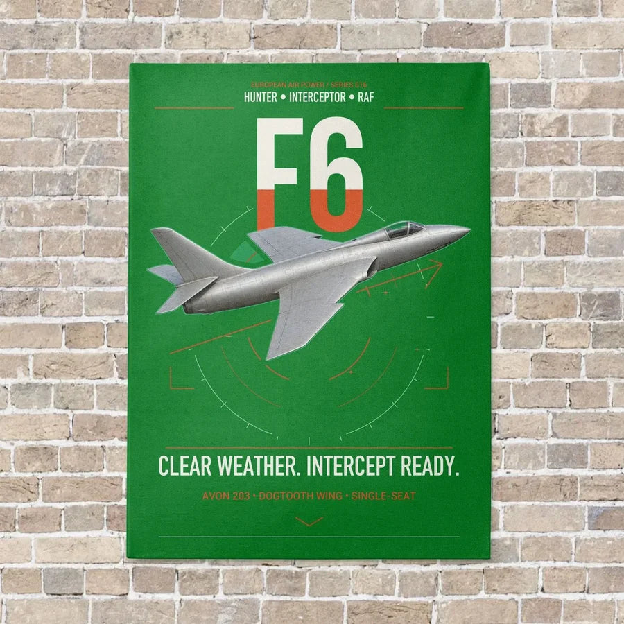 Hawker Hunter F6 vertical canvas print - no frame - green background