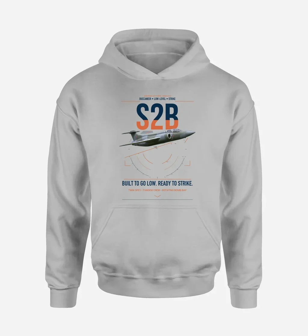 Blackburn Buccaneer S2B design on light gray double-side hoodie, single-side print