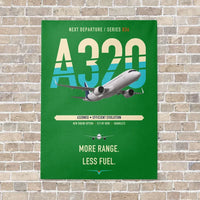 Thumbnail for Airbus A320neo vertical canvas print - no frame - green background