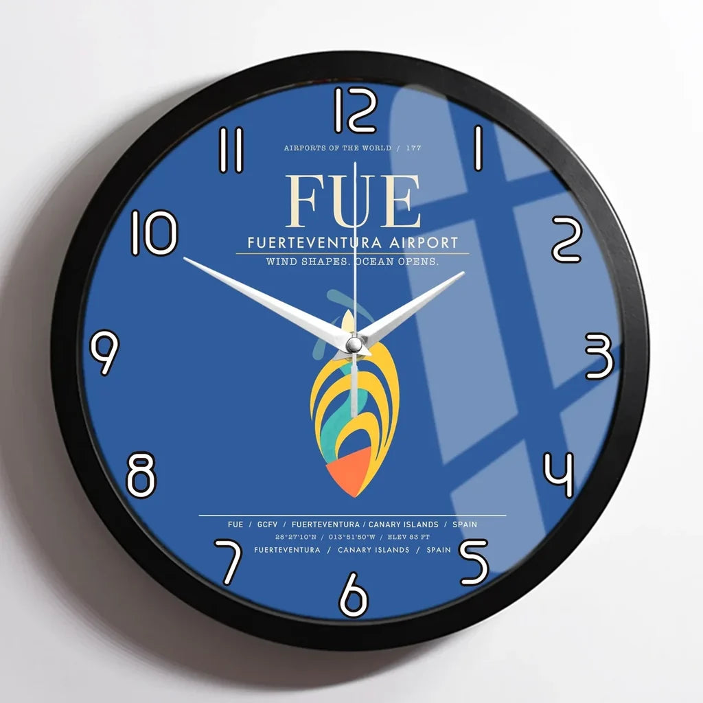 Fuerteventura Airport FUE Wall-Clock Framed - Blue