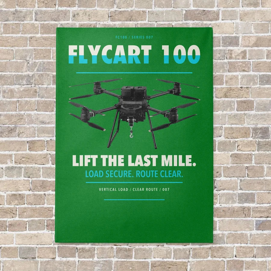 DJI FlyCart 100 vertical canvas print - no frame - green background