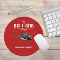 Thumbnail for Bell 505 Jet Ranger X design on red round mouse pad