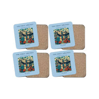 Thumbnail for The First Airlines - Designed Coasters design on light blue 4-pieces-set