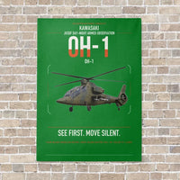 Thumbnail for Kawasaki OH-1 vertical canvas print - no frame - green background