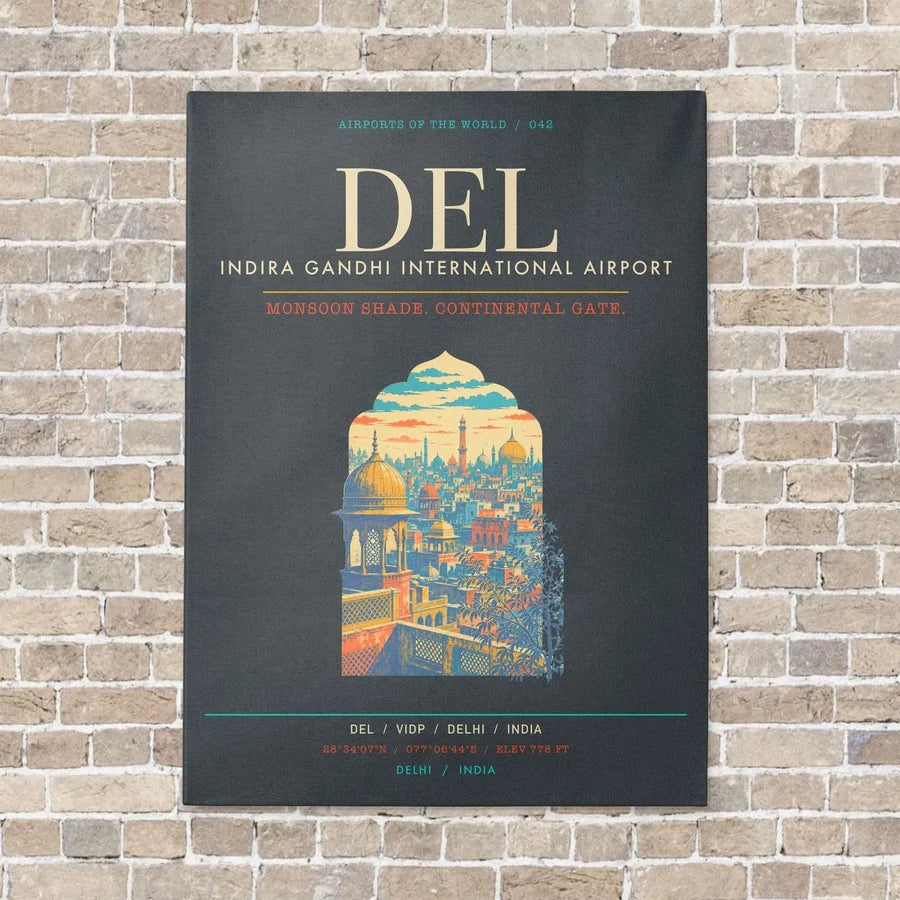 Indira Gandhi International Airport Delhi DEL - Canvas Framed - Gray