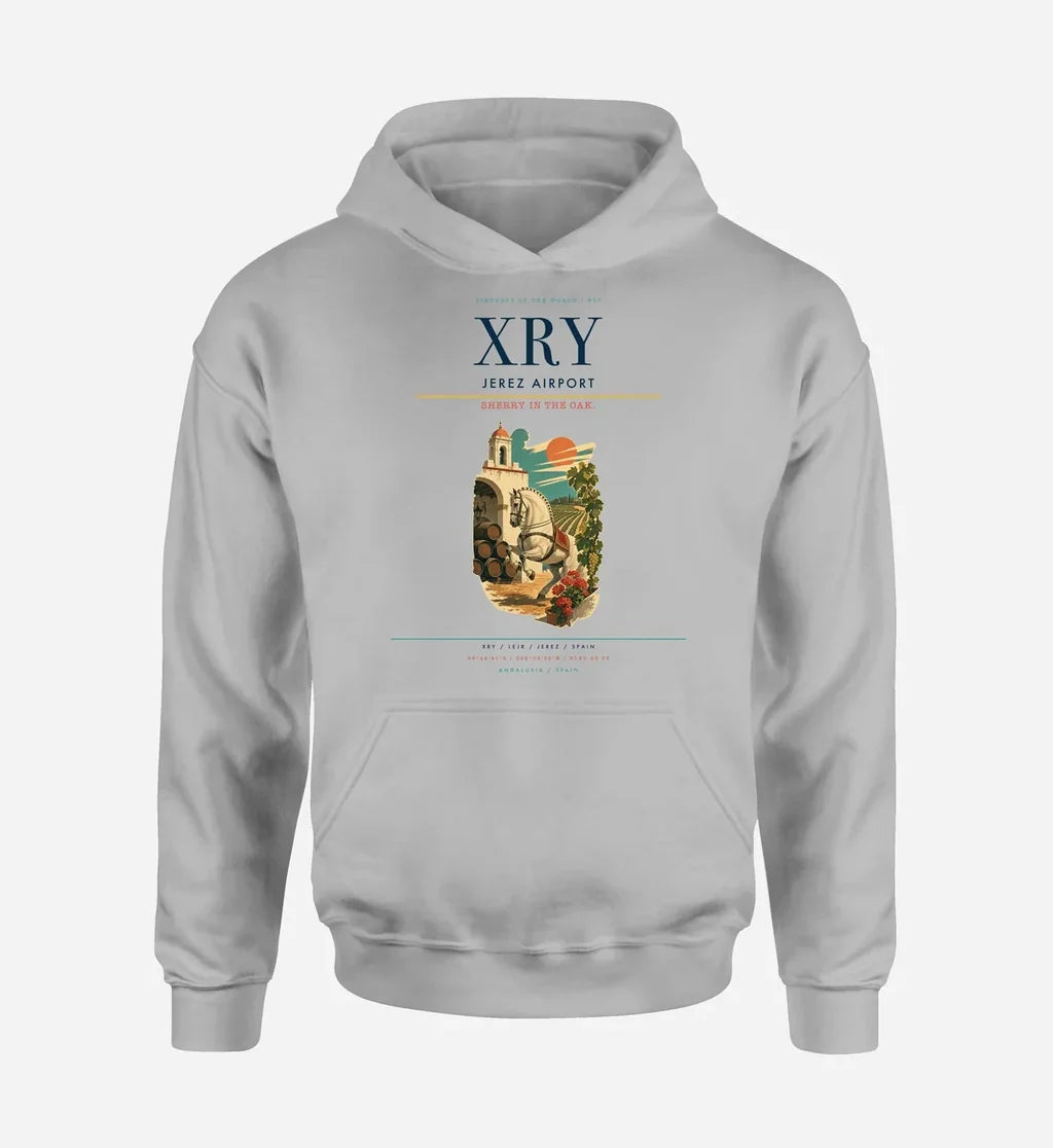 Jerez Airport (XRY) design on light gray hoodie single-side print