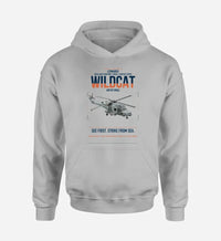 Thumbnail for Leonardo AW159 Wildcat HMA2 design on light gray double-side hoodie, single-side print