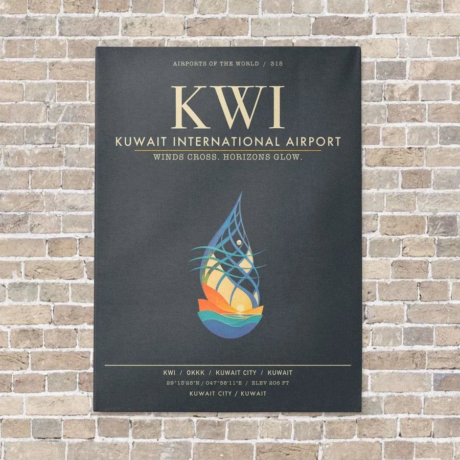 Kuwait International Airport KWI - Canvas Framed - Gray