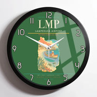 Thumbnail for Lampedusa Airport (LMP) design on green framed wall clock