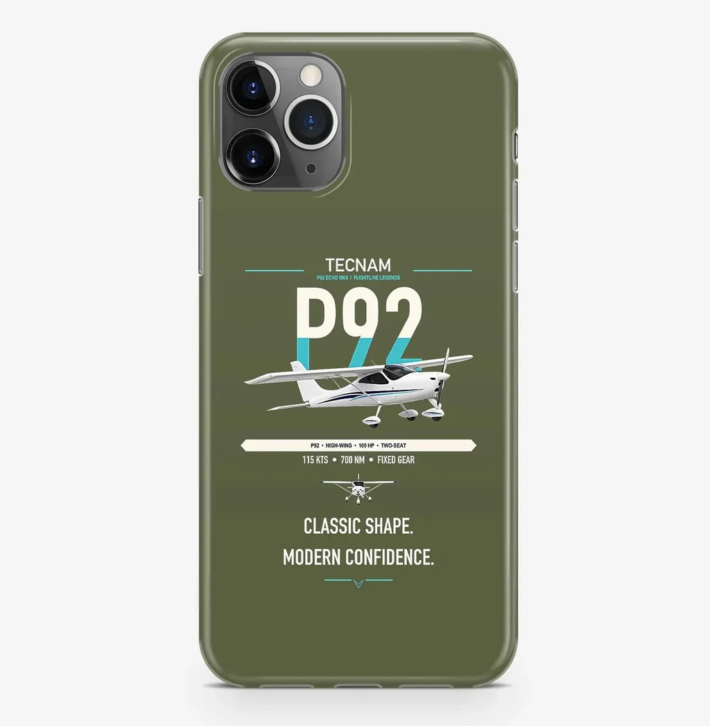 Tecnam P92 Echo MkII design on green army magsafe iphone case, for iPhone Pro Max