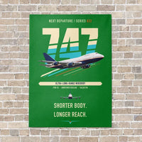 Thumbnail for Boeing 747SP vertical canvas print - no frame - green background