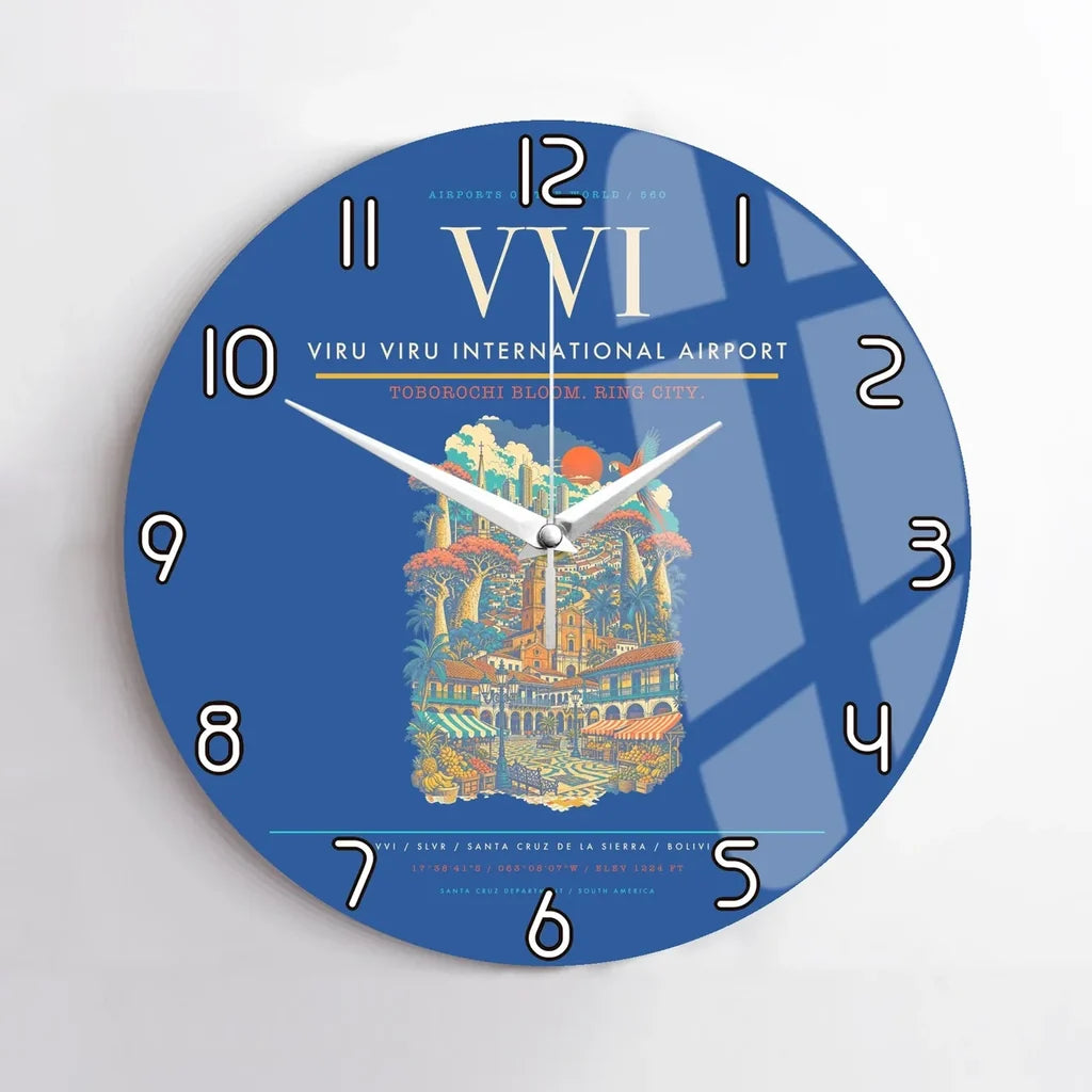 Viru Viru International Airport VVI Wall-Clock No-Frame - Blue