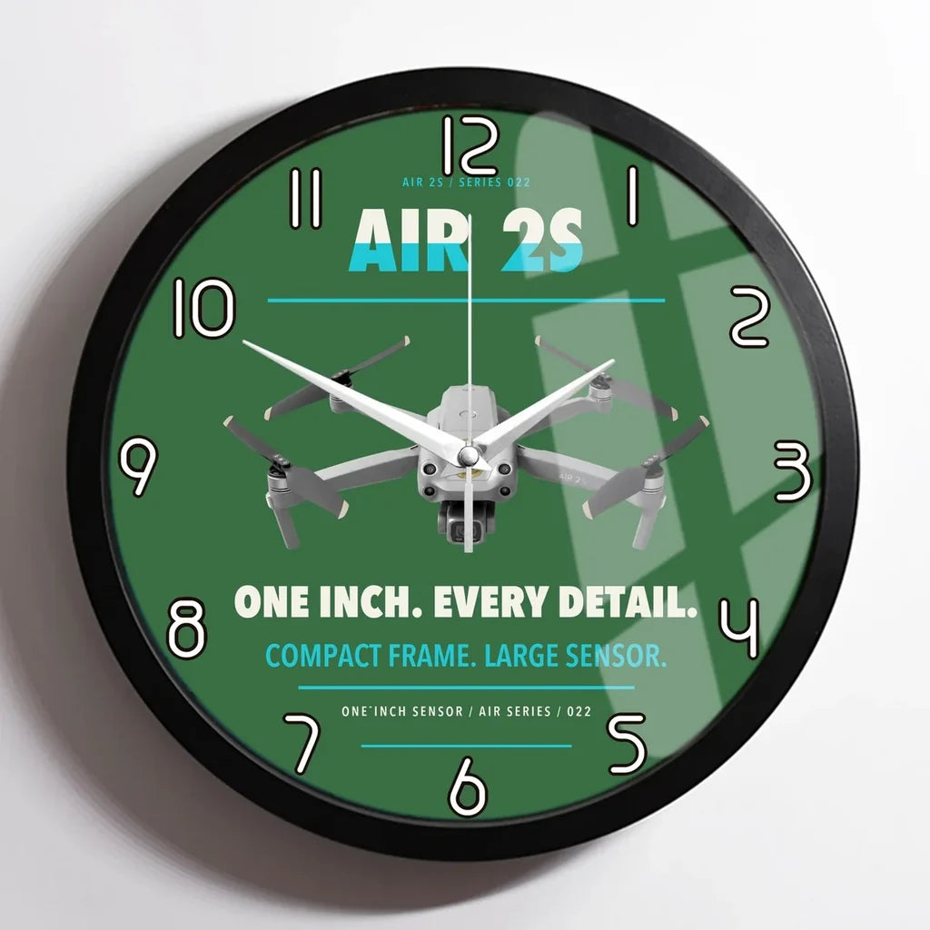 DJI Air 2S design on green framed wall clock