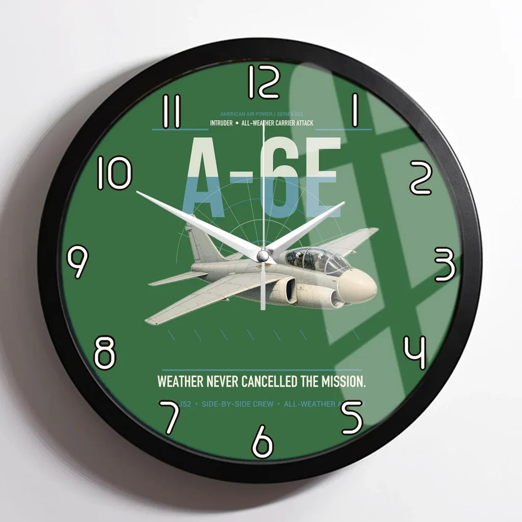 A-6E Intruder design on green framed wall clock