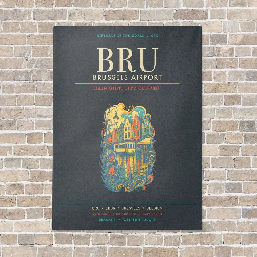 Brussels Airport BRU - Canvas Framed - Gray