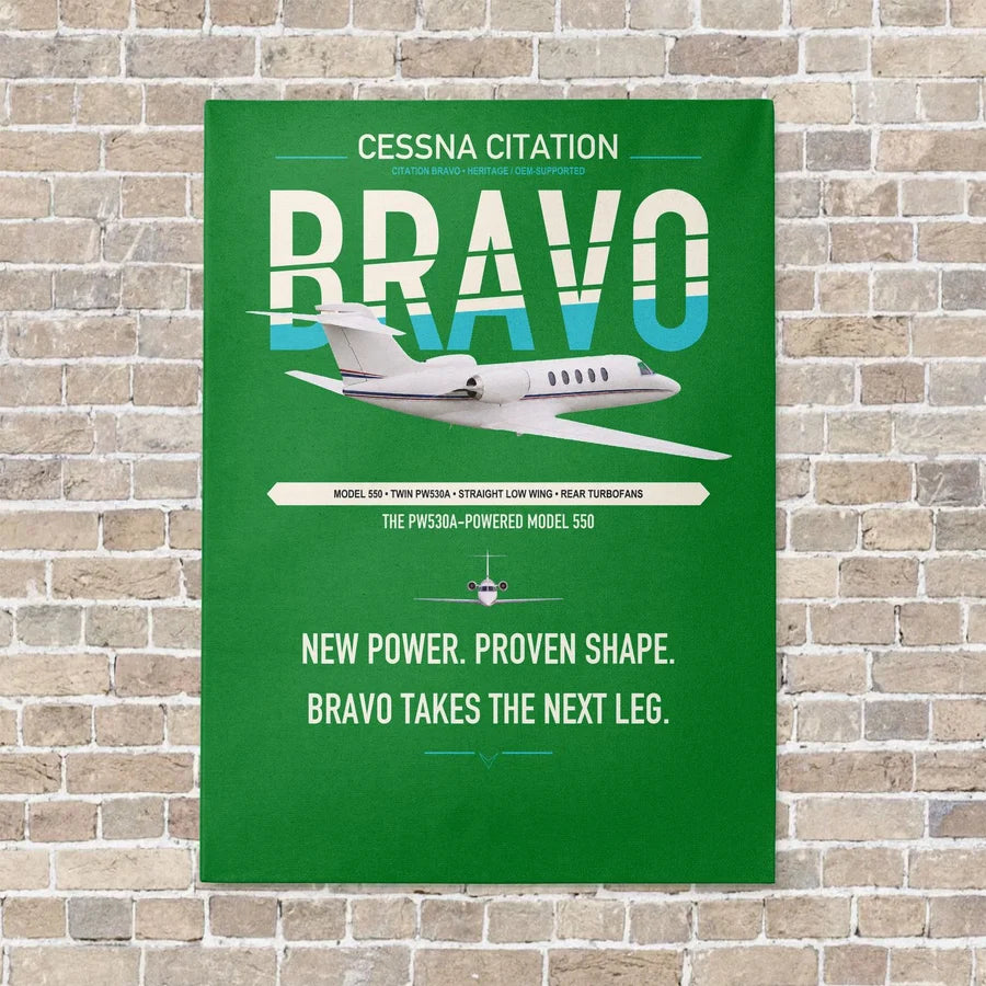 Cessna Citation Bravo vertical canvas print - no frame - green background