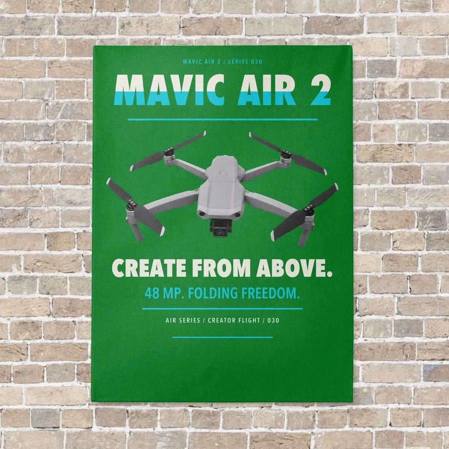 DJI Mavic Air 2 vertical canvas print - no frame - green background